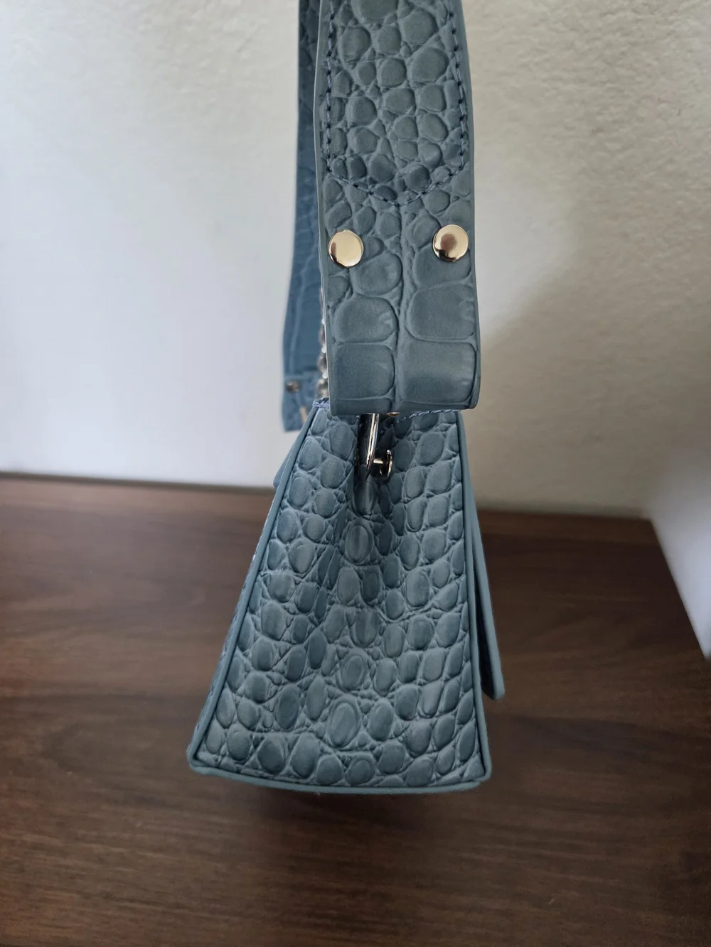 Vivienne Westwood Blue Croc-Embossed Chain Crossbody Bag